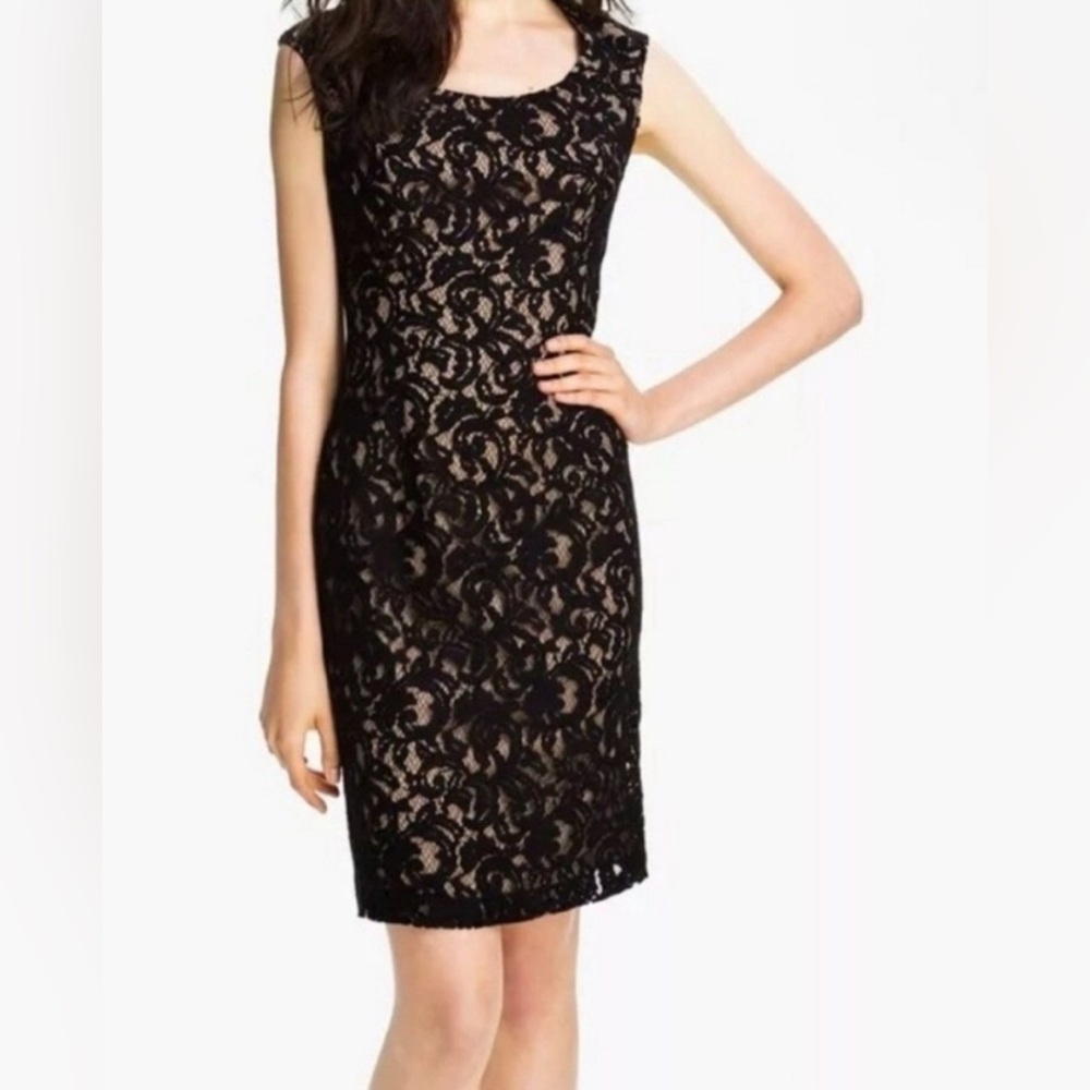 Adrianna Papell Black Lace Dress